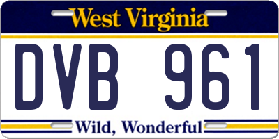 WV license plate DVB961