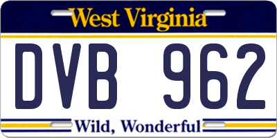 WV license plate DVB962