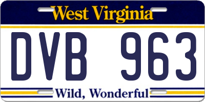 WV license plate DVB963