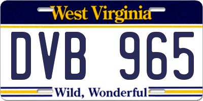 WV license plate DVB965