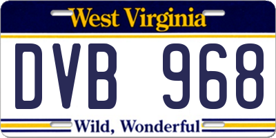 WV license plate DVB968