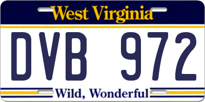 WV license plate DVB972