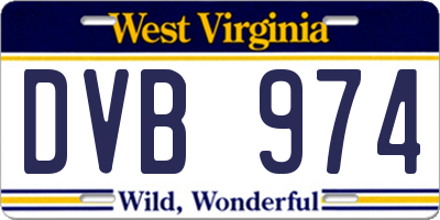 WV license plate DVB974