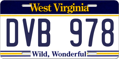WV license plate DVB978