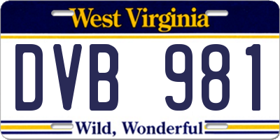 WV license plate DVB981