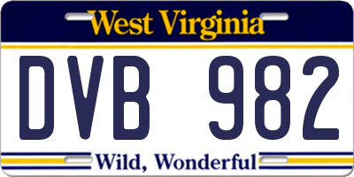 WV license plate DVB982