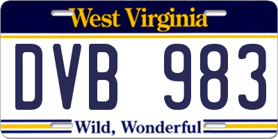 WV license plate DVB983