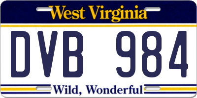 WV license plate DVB984
