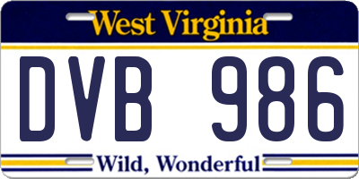 WV license plate DVB986