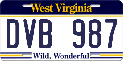 WV license plate DVB987