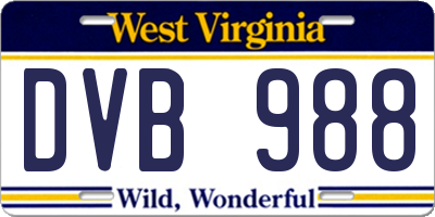 WV license plate DVB988