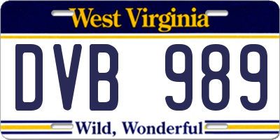 WV license plate DVB989