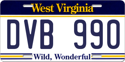 WV license plate DVB990