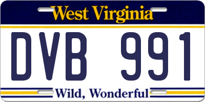 WV license plate DVB991