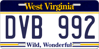WV license plate DVB992
