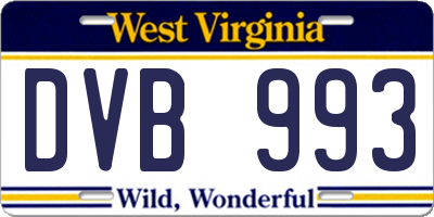 WV license plate DVB993