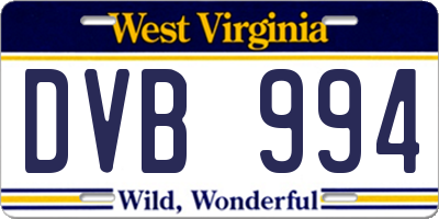 WV license plate DVB994