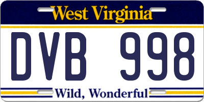 WV license plate DVB998