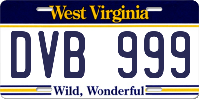 WV license plate DVB999