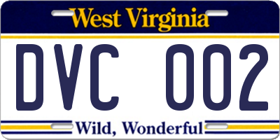 WV license plate DVC002