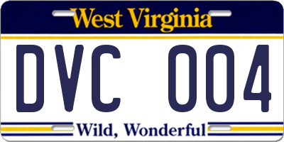 WV license plate DVC004