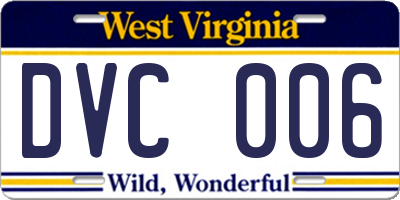 WV license plate DVC006