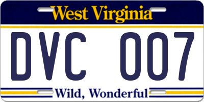 WV license plate DVC007
