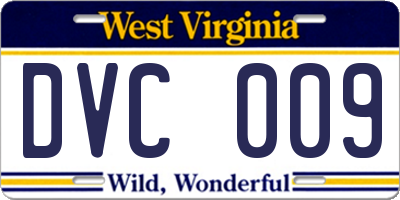WV license plate DVC009