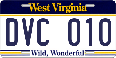WV license plate DVC010