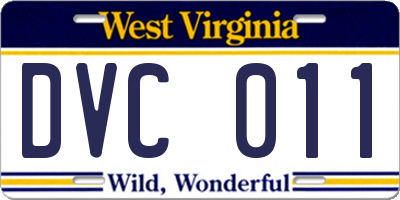 WV license plate DVC011