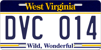 WV license plate DVC014