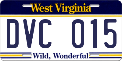 WV license plate DVC015