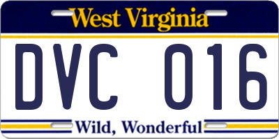 WV license plate DVC016