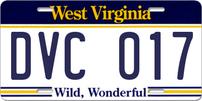 WV license plate DVC017