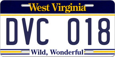 WV license plate DVC018