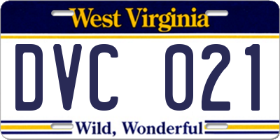 WV license plate DVC021