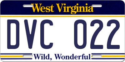 WV license plate DVC022