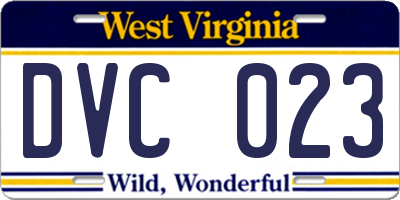 WV license plate DVC023