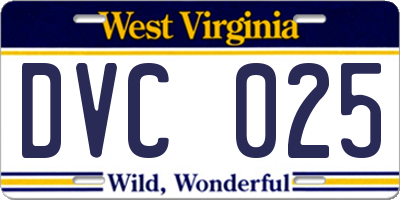 WV license plate DVC025