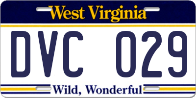 WV license plate DVC029