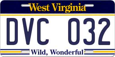 WV license plate DVC032