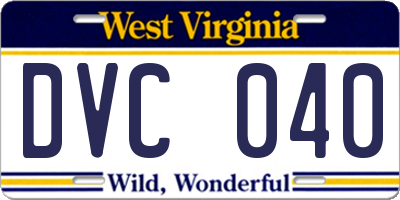 WV license plate DVC040