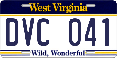 WV license plate DVC041