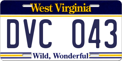 WV license plate DVC043