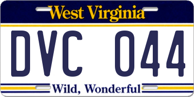WV license plate DVC044