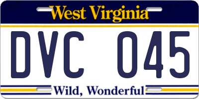 WV license plate DVC045