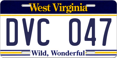 WV license plate DVC047