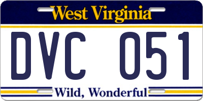WV license plate DVC051