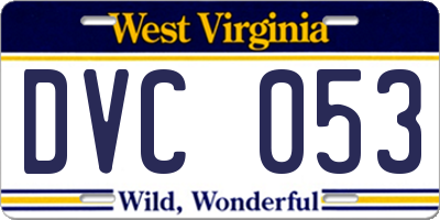 WV license plate DVC053