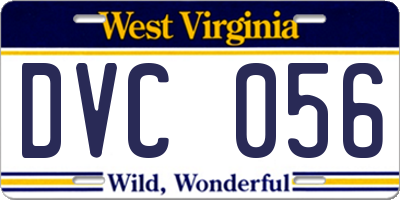 WV license plate DVC056
